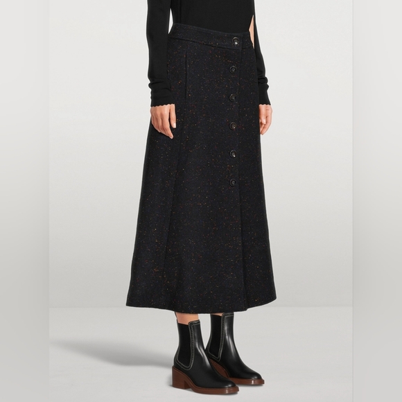 Chloe A-Line Tweed Midi Skirt - Picture 4 of 11